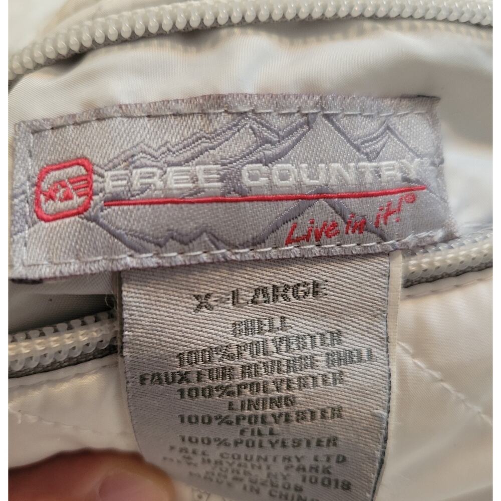 Free Country Reversible Quilted Puffer Vest White Gray Sherpa Lined Women Sze XL - Picture 7 of 9